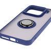 Etui z uchwytem na palec Bizon Case Hybrid Ring do Xiaomi 15, przydymione z granatową ramką