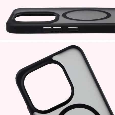 Etui z pierścieniem magnetycznym Bizon Case MatteO do Xiaomi 15T, przydymione-czarne