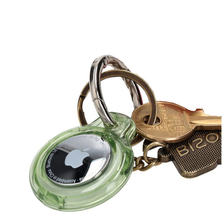 Etui Bizon Case Locator Keychain do Apple AirTag, przezroczysto-zielone