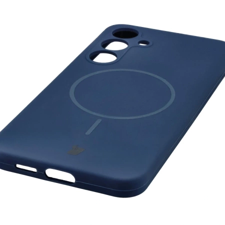Silikonowe etui z pierścieniem magnetycznym Bizon Soft Case Magnetic do Galaxy S25 Plus, granatowe