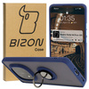 Etui z uchwytem na palec Bizon Case Hybrid Ring do Xiaomi Redmi Note 14 Pro Plus 5G, przydymione z granatową ramką