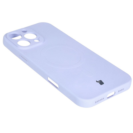 Silikonowe etui z pierścieniem magnetycznym Bizon Case Silicone Magnetic do iPhone 16 Pro, jasnofioletowe