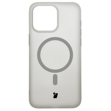 Etui z pierścieniem magnetycznym Bizon Case MatteO do iPhone 15 Pro Max, półprzezroczyste