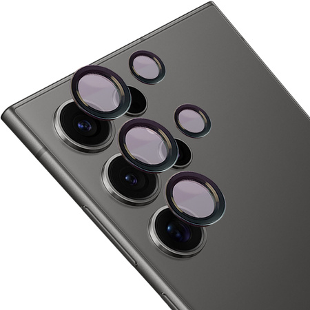 Szkło hartowane na aparat Bizon Glass Snap Lens do Galaxy S25 Ultra, 1 zestaw, czarna ramka