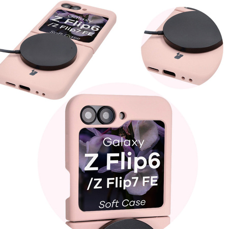 Silikonowe etui Bizon Soft Case do Galaxy Z Flip7 FE / Z Flip6, jasnoróżowe
