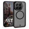 Etui z pierścieniem magnetycznym Bizon Case MatteO do Xiaomi 15T Pro, przydymione-czarne
