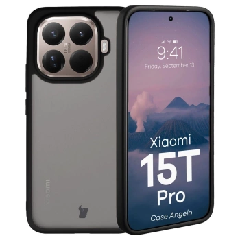 Etui Bizon Case Angelo do Xiaomi 15T Pro, przydymione z czarną ramką