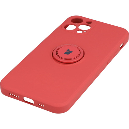 Etui Bizon Case Silicone Ring do iPhone 12 Pro, ciemny róż