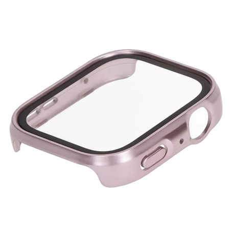Etui ze szkłem do zegarka Bizon Case+Glass Watch do Huawei Watch Fit 4, satynowo różowe