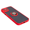 Etui z uchwytem na palec Bizon Case Hybrid Ring do iPhone 15 Plus, przydymione z czerwoną ramką