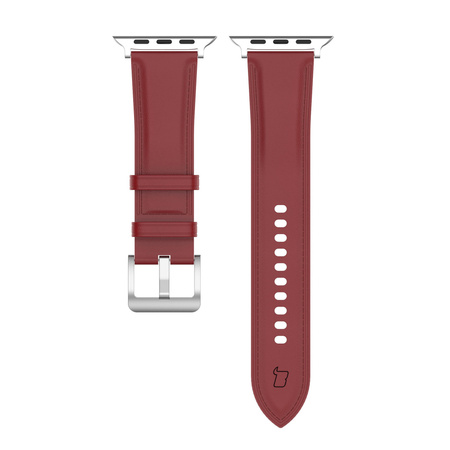 Skórzany pasek Bizon Strap Watch Casual do Apple Watch 44/45/46/49 mm, czerwony