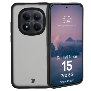 Etui Bizon Case Angelo do Xiaomi Redmi Note 15 Pro 5G, przydymione z czarną ramką