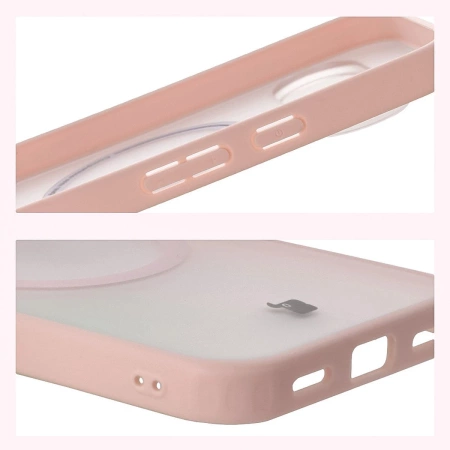 Etui z pierścieniem magnetycznym Bizon Case MatteO do Pixel 10 / 10 Pro, przydymione-różowe