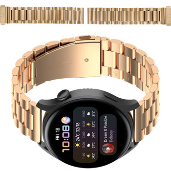 Pasek ze stali nierdzewnej do smartwatcha, Bizon Strap Watch Aura, Quick Release 18 mm, różowozłoty