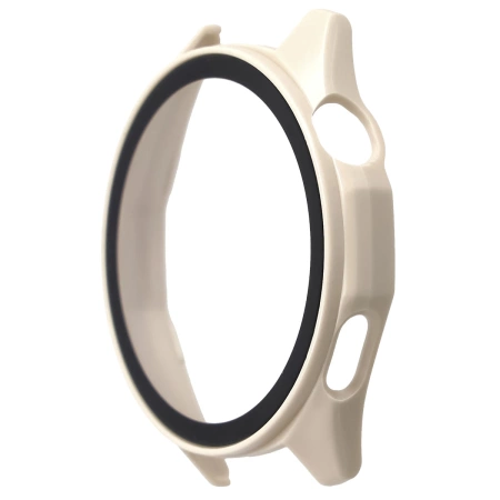 Etui ze szkłem do zegarka Bizon Case+Glass Watch do Huawei Watch GT6 46 mm, beżowe