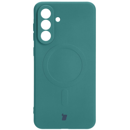 Silikonowe etui z pierścieniem magnetycznym Bizon Case Silicone Magnetic Sq do Galaxy A56 5G, ciemnozielone