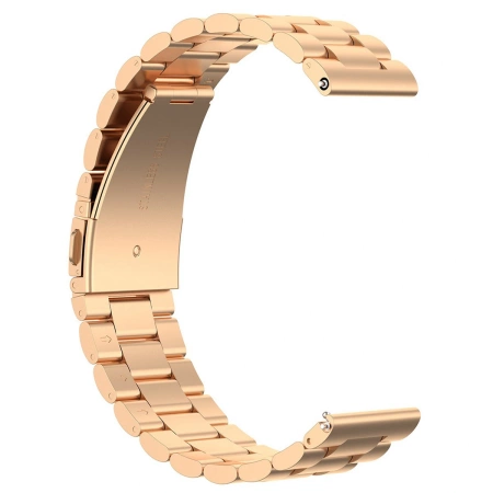 Pasek ze stali nierdzewnej do smartwatcha, Bizon Strap Watch Aura, QuickRelease 20 mm, różowozłoty