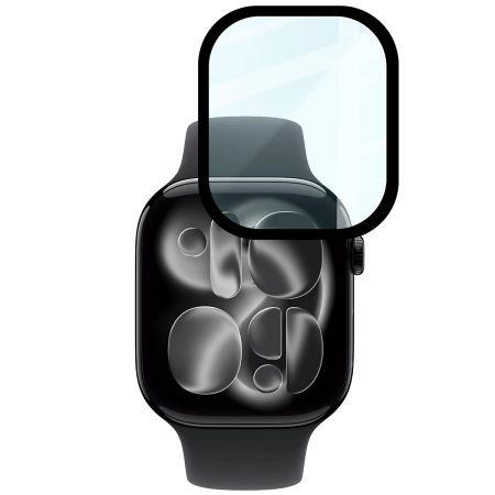 Szkło hybrydowe Bizon Glass Watch Edge Hybrid dla Apple Watch 11 / 10 42 mm, czarne