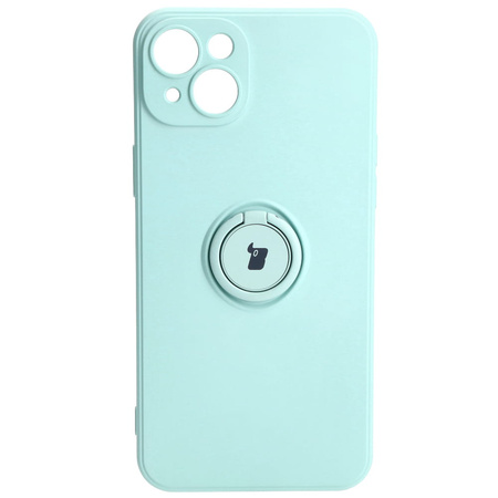 Etui Bizon Case Silicone Ring Sq do Apple iPhone 15 Plus, turkusowe