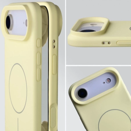 Silikonowe etui z pierścieniem magnetycznym Bizon Soft Case Magnetic do iPhone Air, jasnożółte
