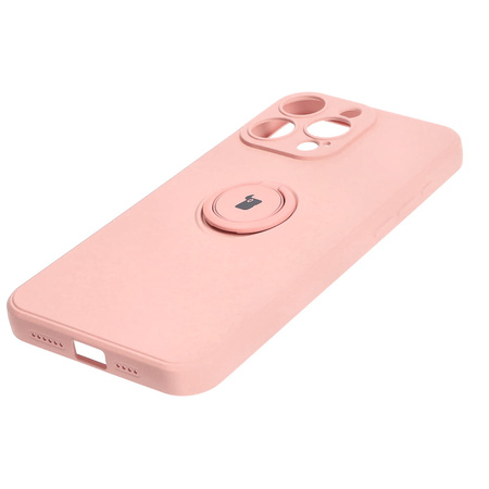 Etui Bizon Case Silicone Ring Sq do iPhone 15 Pro Max, jasnoróżowe