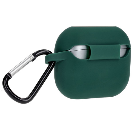 Silikonowe etui z karabińczykiem Bizon Case Headphone Silicone do Galaxy Buds 3/3 Pro/3 FE, ciemnozielone