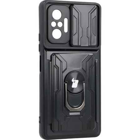 Etui Bizon Case Camshield Card Slot Ring do Redmi Note 10 Pro, czarne