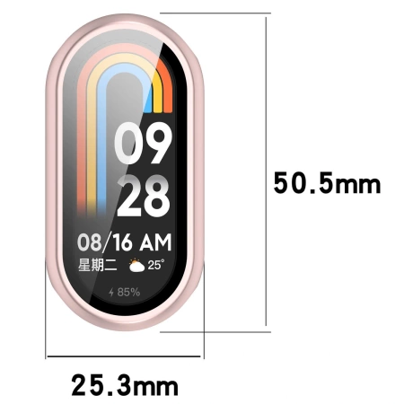 Etui ze szkłem do zegarka Bizon Case+Glass Watch do Xiaomi Smart Band 10, jasnoróżowe