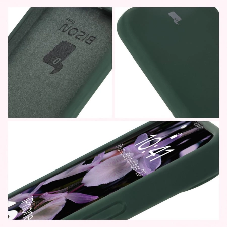 Silikonowe etui Bizon Soft Case do iPhone 16e, ciemnozielone