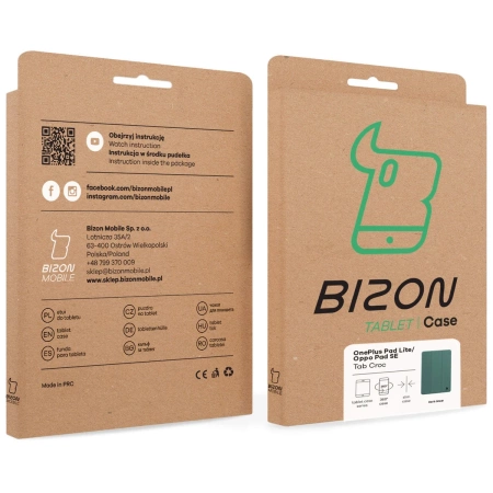 Etui z klapką Bizon Case Tab Croc do OnePlus Pad Lite / Oppo Pad SE, ciemnozielone