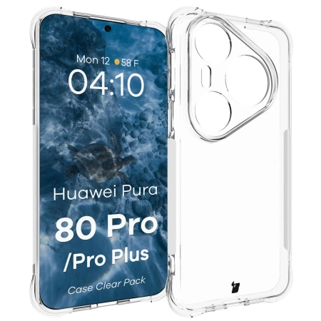 Elastyczne etui + 2x folia na ekran Bizon Case Clear Pack do Huawei Pura 80 Pro / Pro Plus