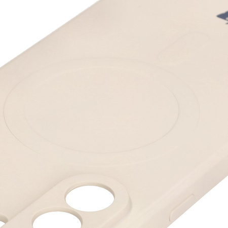 Silikonowe etui z pierścieniem magnetycznym Bizon Case Silicone Magnetic Sq do Galaxy A56 5G, beżowe