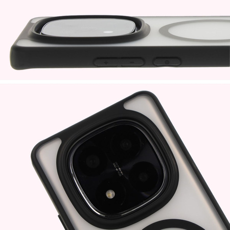 Etui z pierścieniem magnetycznym Bizon Case MatteO do Xiaomi Redmi Note 14 Pro 5G / 14 Pro Plus 5G / Poco X7, półprzezroczyste z czarną ramką