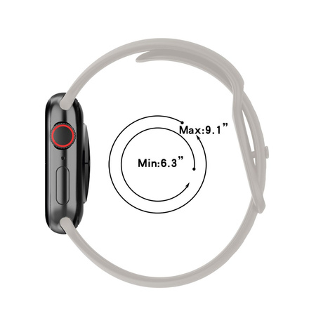 Pasek Bizon Strap Watch Silicone S do Apple Watch 44/45/46/49 mm, jasnoszary
