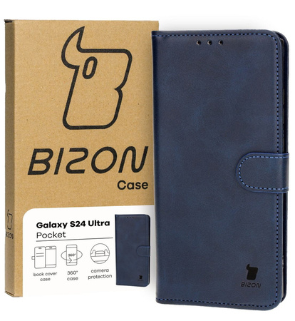 Etui z klapką Bizon Case Pocket do Galaxy S24 Ultra, granatowe