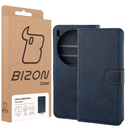 Etui z klapką Bizon Case Pocket do Vivo X300 Pro, granatowe