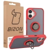 Etui z uchwytem na palec Bizon Case Hybrid Ring do iPhone 17, przydymione z czerwoną ramką