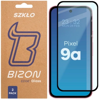 Szkło hartowane Bizon Glass Edge Duo do Google Pixel 9a, czarna ramka, 2 sztuki