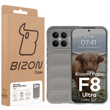 Pancerne etui Bizon Case Tur do Xiaomi POCO F8 Ultra, jasnoszare