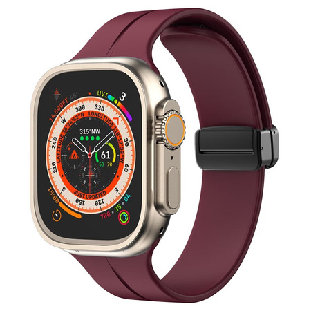 Silikonowy pasek Bizon Strap Watch Silicone L do Apple Watch 44/45/46/49 mm, burgundowy