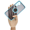 Etui z uchwytem na palec Bizon Case Hybrid Ring do Galaxy A54 5G, przydymione z jasnoniebieską ramką