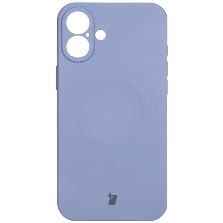 Silikonowe etui z pierścieniem magnetycznym Bizon Case Silicone Magnetic do iPhone 16, szare