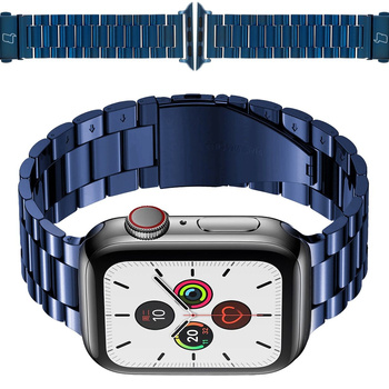 Pasek ze stali nierdzewnej Bizon Strap Watch Aura do Apple Watch 38/40/41/42 mm, niebieski