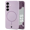 Silikonowe etui z pierścieniem magnetycznym Bizon Soft Case Magnetic do Galaxy S25, jasnofioletowe