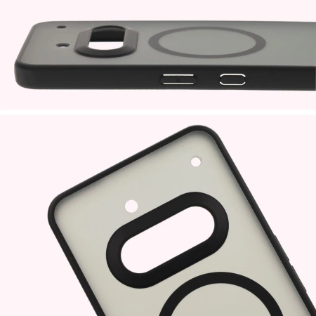 Etui z pierścieniem magnetycznym Bizon Case MatteO do Nothing Phone (3a), przydymione-czarne