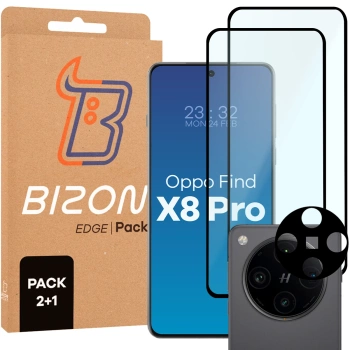 2x Szkło + szybka na aparat Bizon Edge 2 Pack do Oppo Find X8 Pro