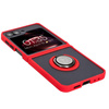 Etui z uchwytem na palec Bizon Case Hybrid Ring do Galaxy Z Flip7 FE / Z Flip6, przydymione z czerwoną ramką