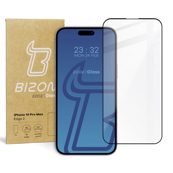 Szkło hartowane Bizon Glass Edge 2 do iPhone 14 Pro Max, czarne