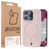 Silikonowe etui z pierścieniem magnetycznym Bizon Soft Case Magnetic do iPhone 14 Pro, jasnoróżowe