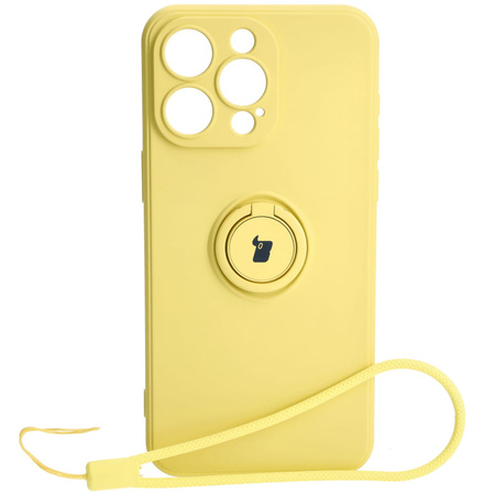 Etui Bizon Case Silicone Ring Sq do Apple iPhone 15 Pro Max, żółte